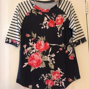 Floral and Stripes Top